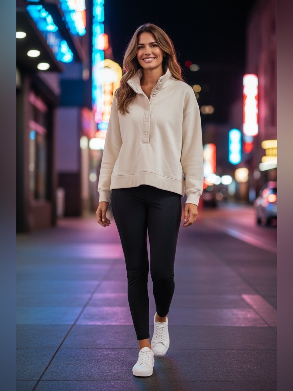 Universal Thread Women’s Button-front Pullover Sweatshirt in Cream Size XL